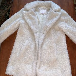 White faux fur cotton coat